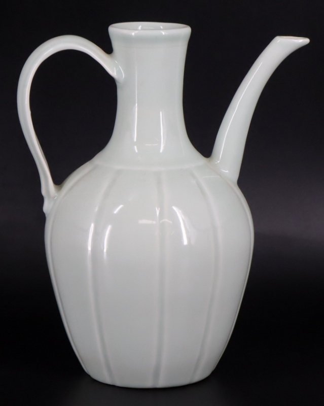 CHINESE CELADON LOBED TEAPOT. From