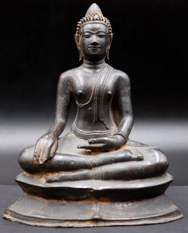 THAI, POSSIBLY UTHONG, BRONZE SEATED