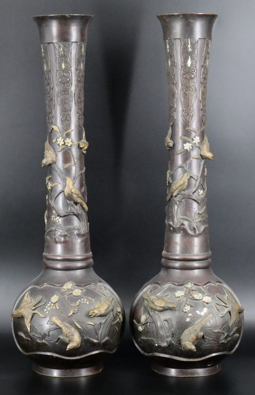PAIR OF SIGNED JAPANESE MEIJI STYLE 3b8d1d