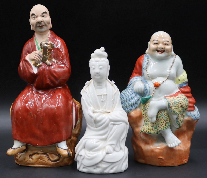(3) CHINESE SEATED FIGURES. Includes