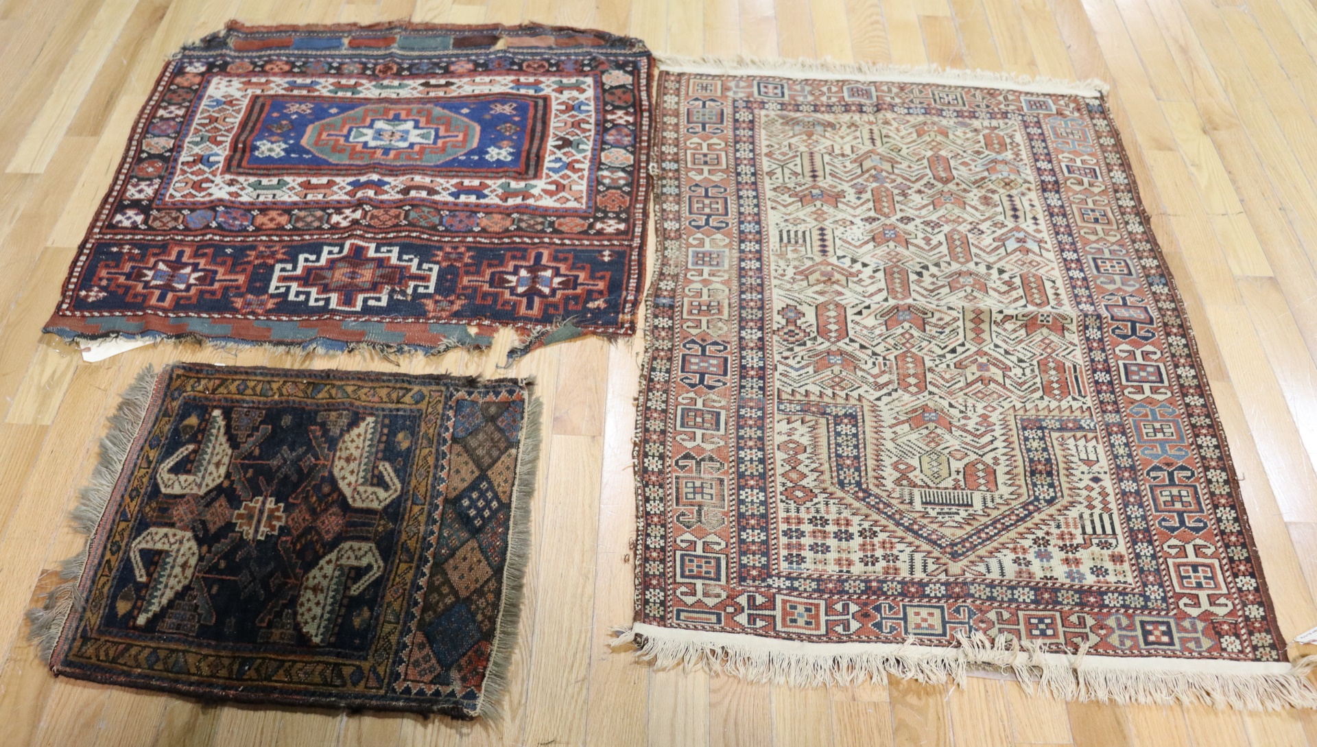 3 ANTIQUE & FINELY HAND WOVEN AREA