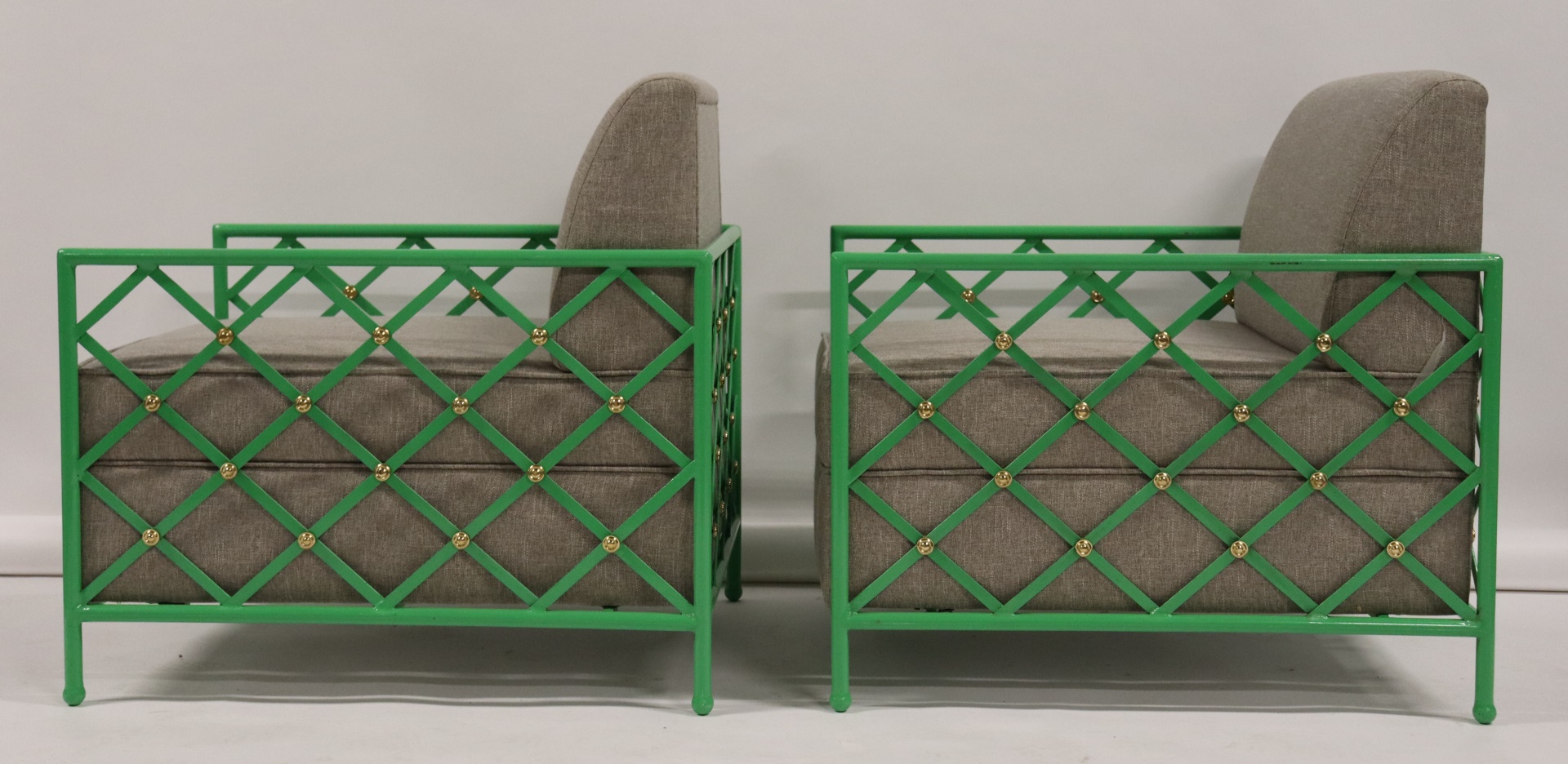 A PAIR OF GREEN ENAMELED METAL