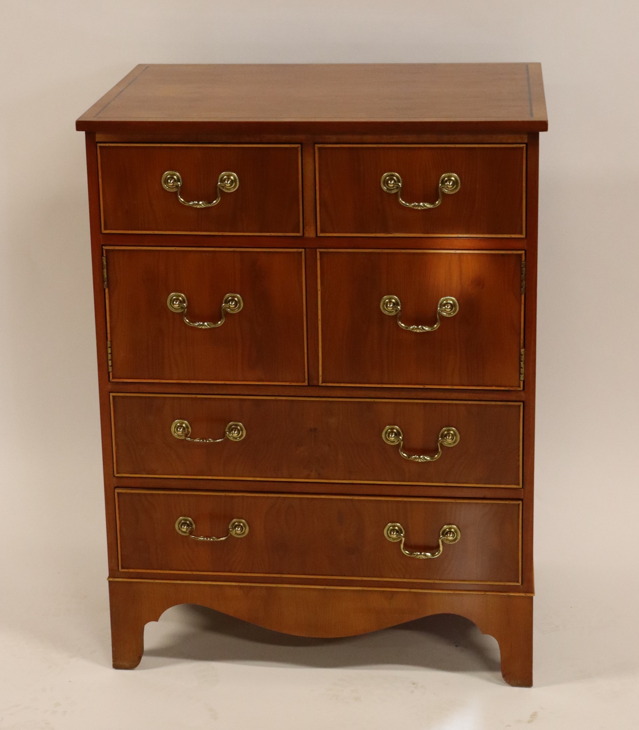 BAKER SIGNED YEW WOOD CHEST. Drawers