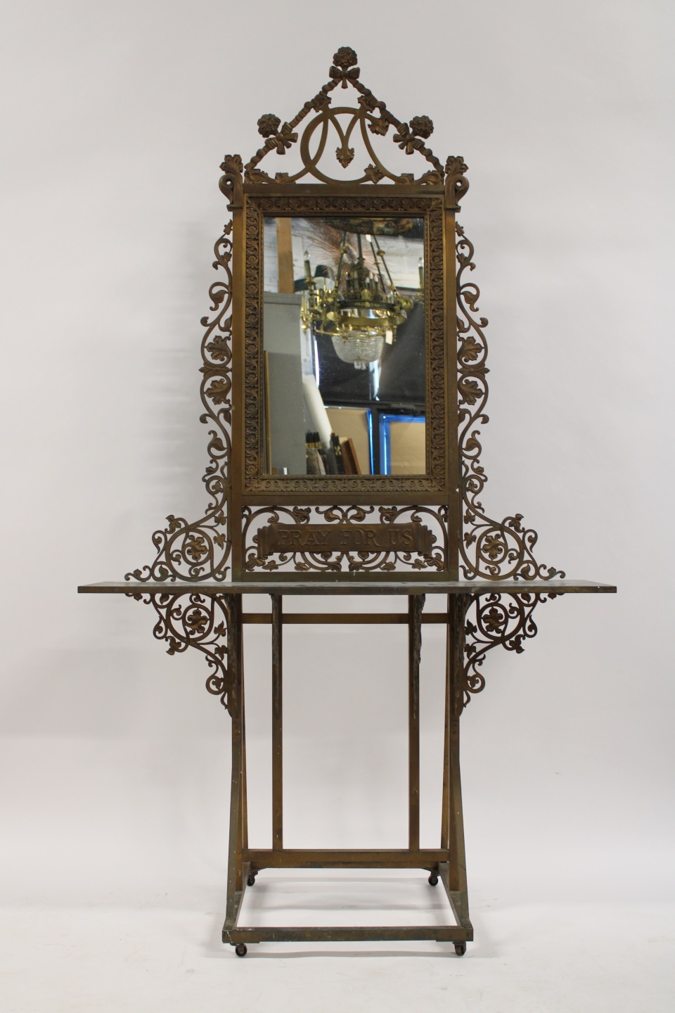 ORNATE VICTORIAN GILT METAL MIRROR