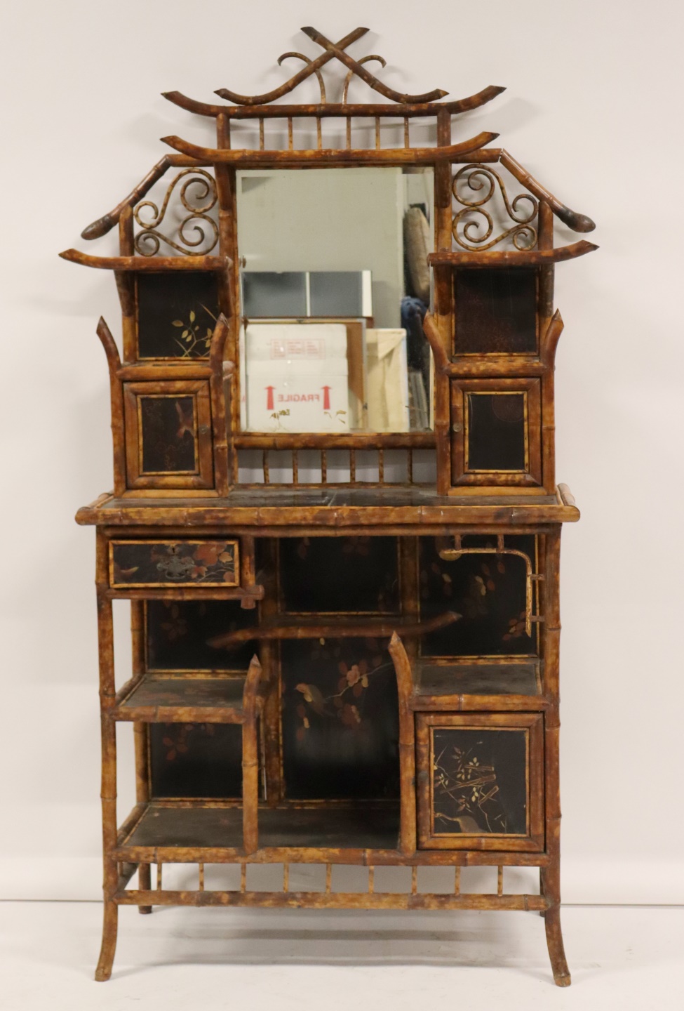 ANTIQUE BAMBOO ETAGERE / CABINET.