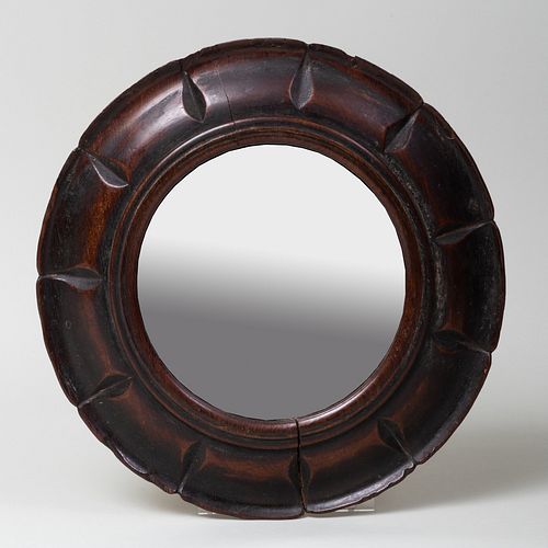 SMALL CARVED WOOD CONVEX MIRROR12 3b8db7