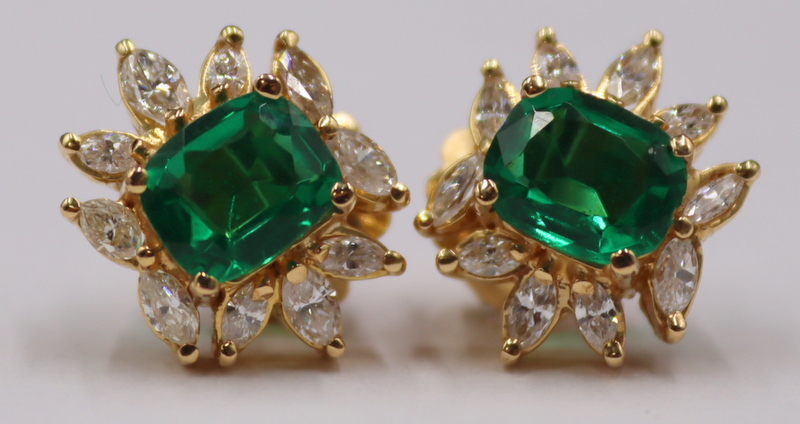JEWELRY. PAIR OF CHATHAM EMERALD