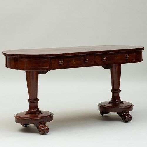 VICTORIAN CARVED MAHOGANY DESKFitted 3b8ea6