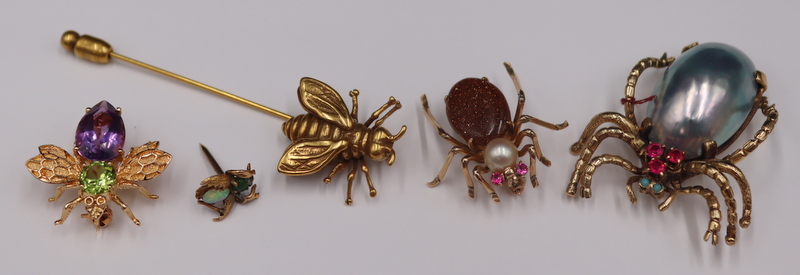 JEWELRY. (4) ASSORTED 14KT GOLD BUG