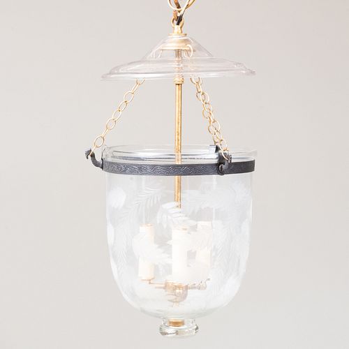 GILT METAL AND ETCHED GLASS THREE LIGHT 3b8efd