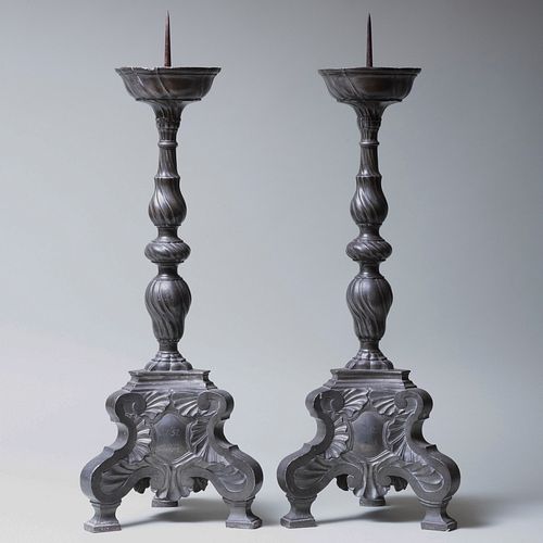 PAIR OF BAROQUE STYLE CAST METAL 3b8f22