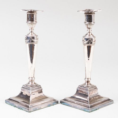 PAIR OF ENGLISH SILVER CANDLESTICKSMarked 3b8f4a
