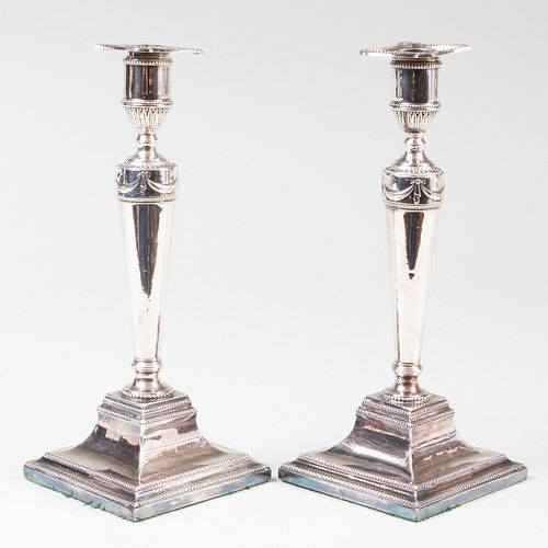 PAIR OF ENGLISH SILVER CANDLESTICKSMarked