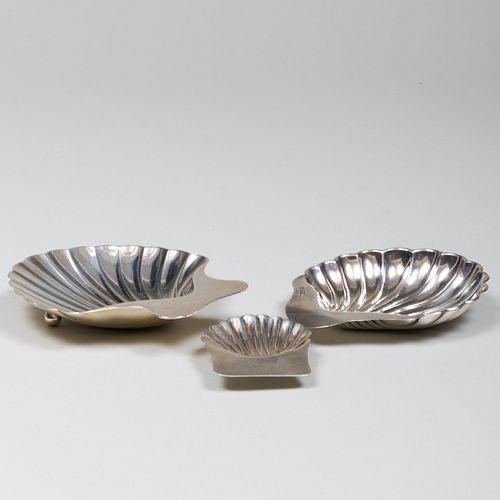 THREE SILVER SHELL DISHESComprising:

A