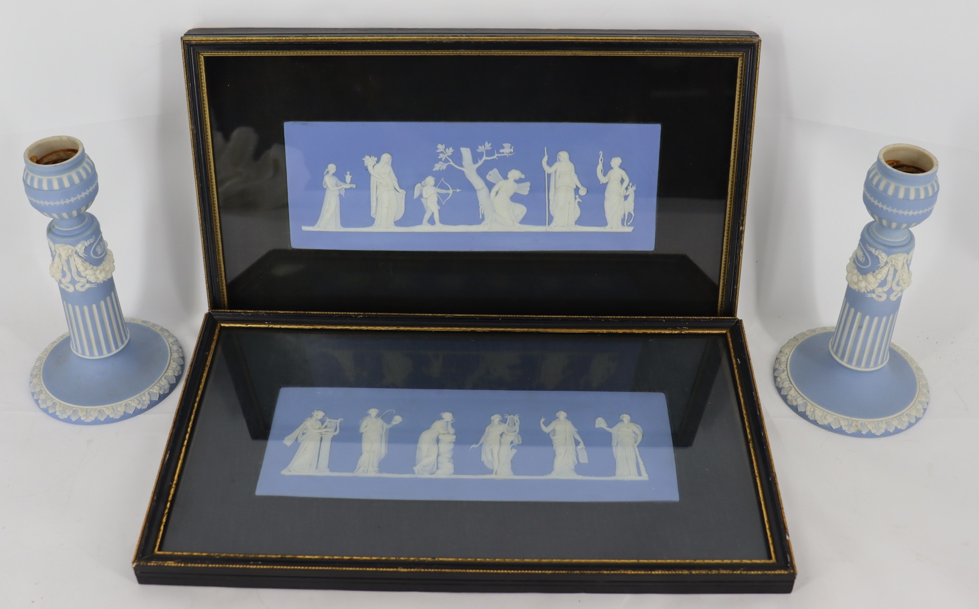 PAIR FRAMED WEDGWOOD PLAQUES &
