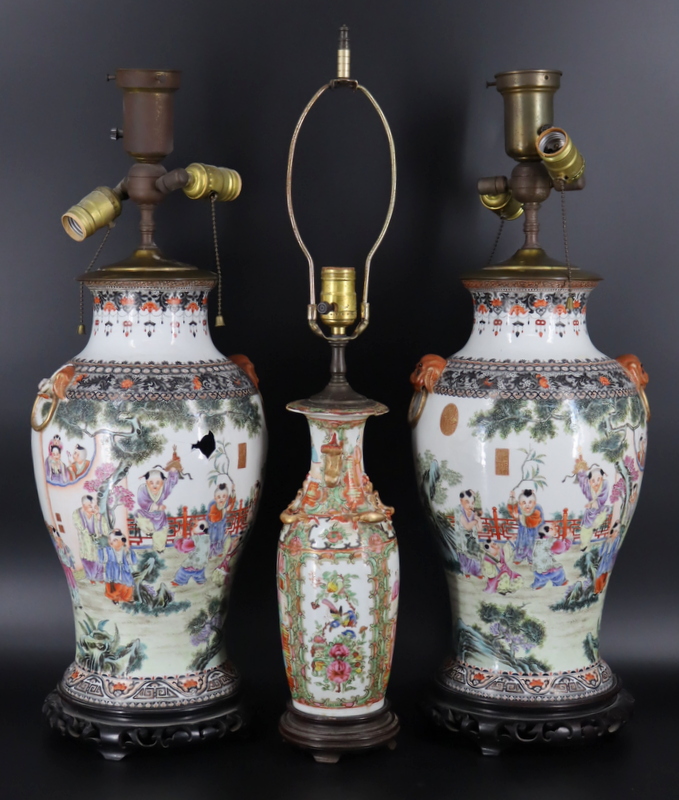  3 CHINESE ENAMEL DECORATED VASES 3b903e