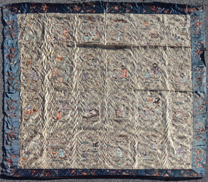 LARGE CHINESE EMBROIDERED SILK