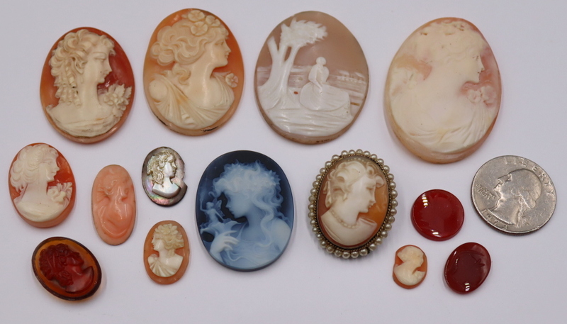 JEWELRY 14 ASSORTED LOOSE CAMEOS 3b913f