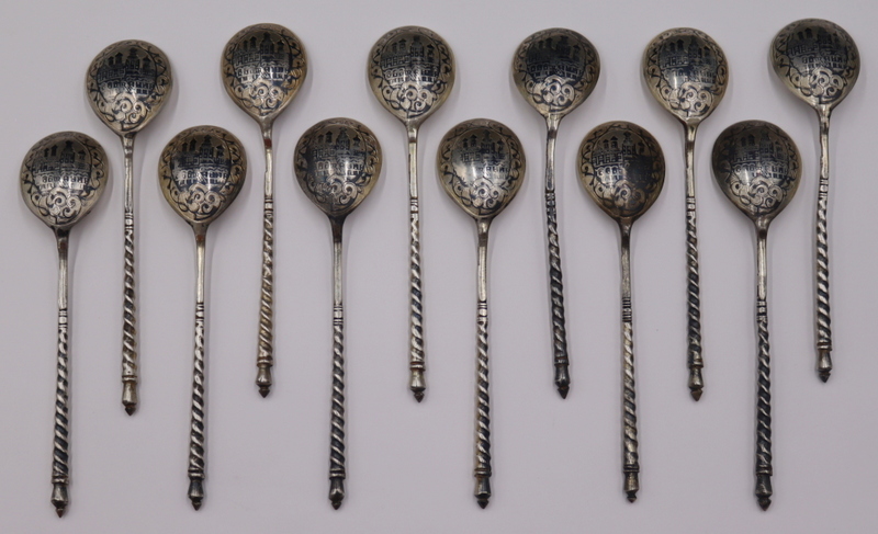 SILVER. (12) 19TH C RUSSIAN NIELLO