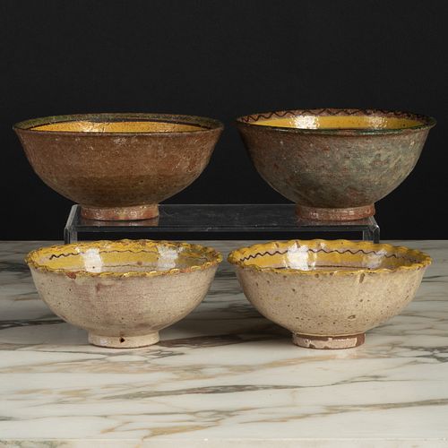TWO PAIRS OF EARTHENWARE GLAZED