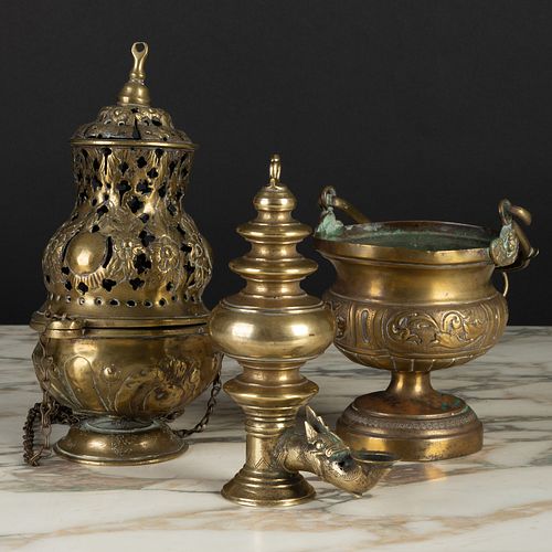 GROUP OF THREE CONTINENTAL BRASS