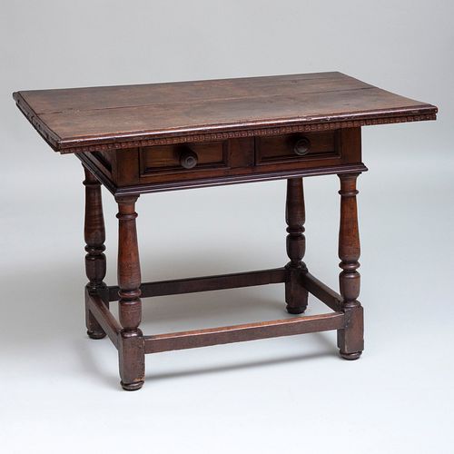 ITALIAN CARVED WALNUT TABLE, TUSCANYFitted