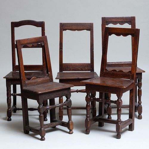 GROUP OF FIVE FRENCH BAROQUE WALNUT