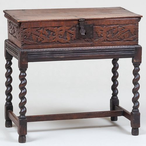 CHARLES II CARVED OAK DOCUMENT 3bb916