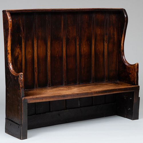 GEORGE III OAK SETTLE PROBABLY 3bb943