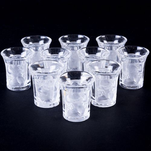 SET OF TEN LALIQUE GLASS SHOT CUPSSigned 3bb9f9