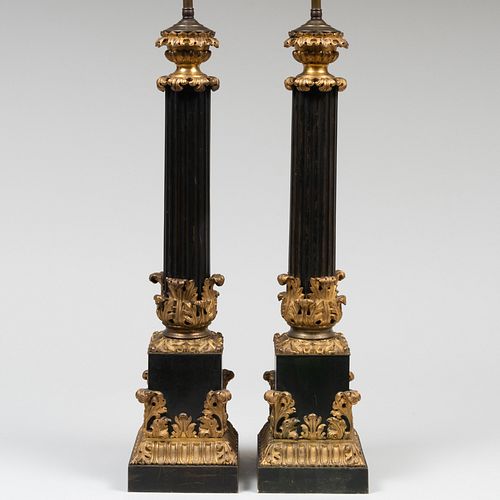 PAIR OF ENGLISH GILT-BRONZE AND