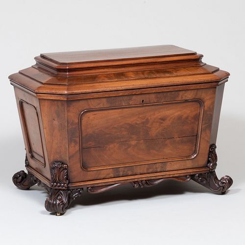 WILLIAM IV CARVED MAHOGANY CELLARETTE23 3bba74