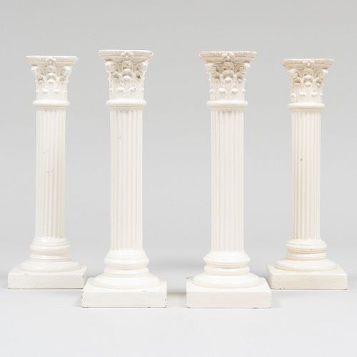 SET OF FOUR ENGLISH CREAMWARE COLUMNAR