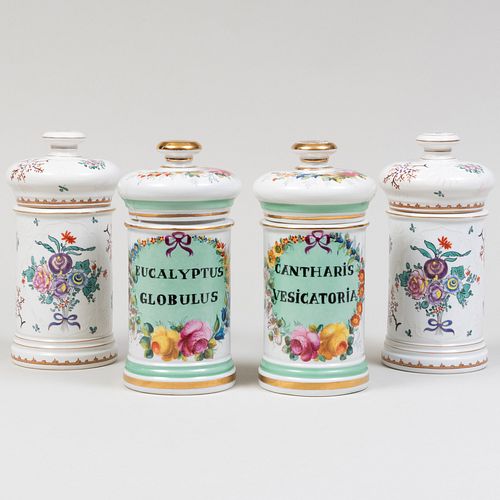 TWO PAIRS OF FRENCH PORCELAIN APOTHECARY