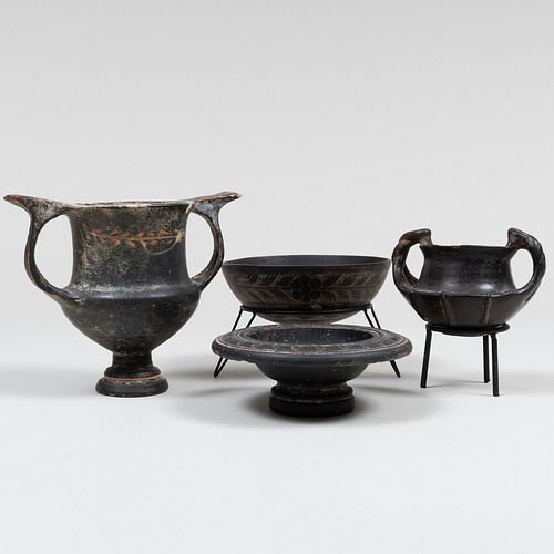 GROUP OF FOUR BLACK POTTERY VESSELSComprising:

An