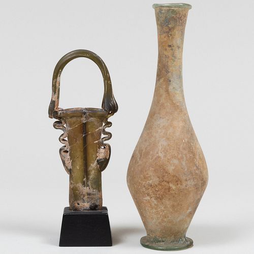 TWO ROMAN GLASS VESSELS, ONE A