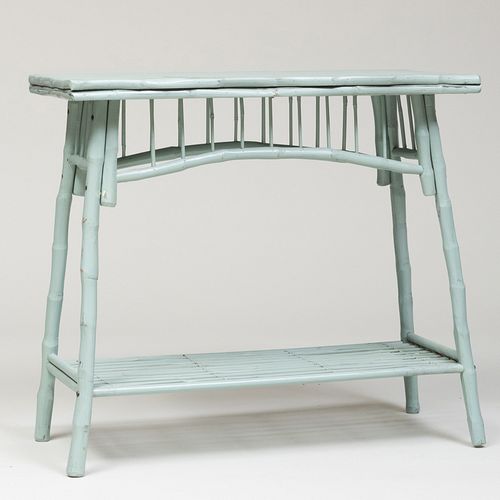 RUSTIC PALE BLUE PAINTED WOOD TABLE32