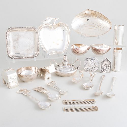 GROUP OF SILVER AND SILVER PLATE