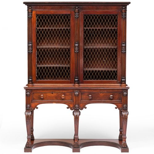 GEORGE IV CARVED MAHOGANY BOOKCASE 3bbb69