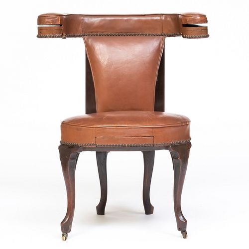 GEORGE II STYLE MAHOGANY AND LEATHER