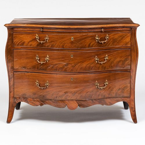 GEORGE III MAHOGANY SERPENTINE-FRONTED