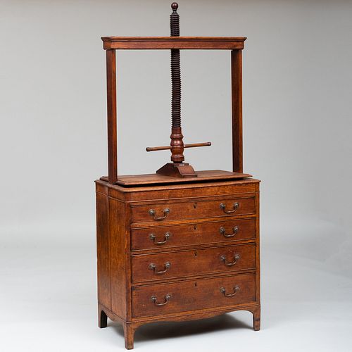 LATE GEORGE III OAK BOOK PRESSFitted 3bbb91