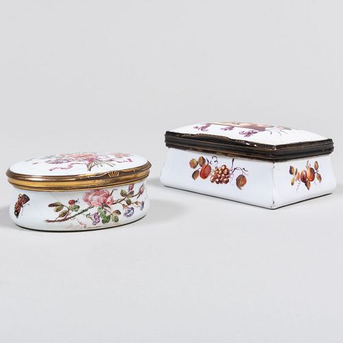 TWO STAFFORDSHIRE ENAMEL BOXESThe first