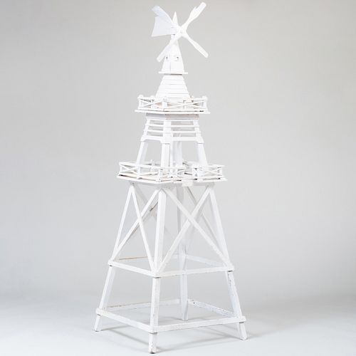 RUSTIC WHITE PAINTED WOOD WINDMILL6