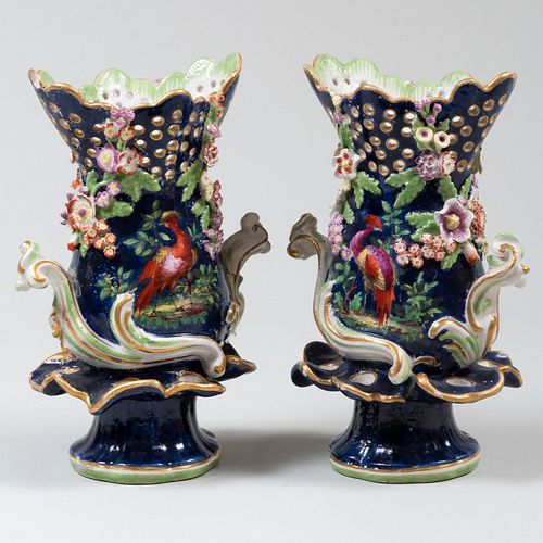 PAIR OF CONTINENTAL PORCELAIN FLOWER