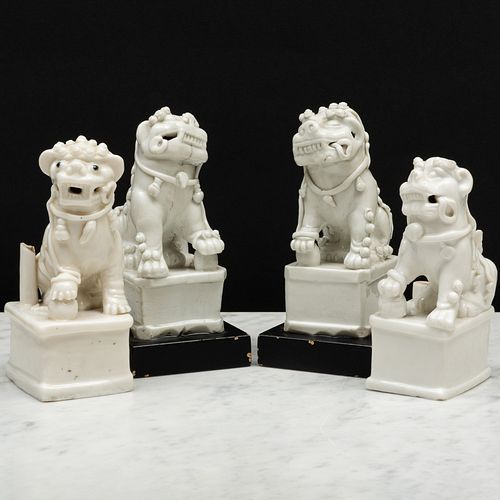 GROUP OF FOUR BLANC DE CHINE PORCELAIN