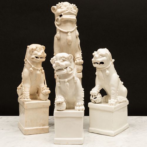 GROUP OF FOUR BLANC DE CHINE PORCELAIN