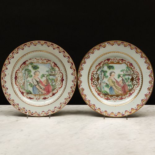 TWO CHINESE EXPORT PORCELAIN MEISSEN 3bbcb8