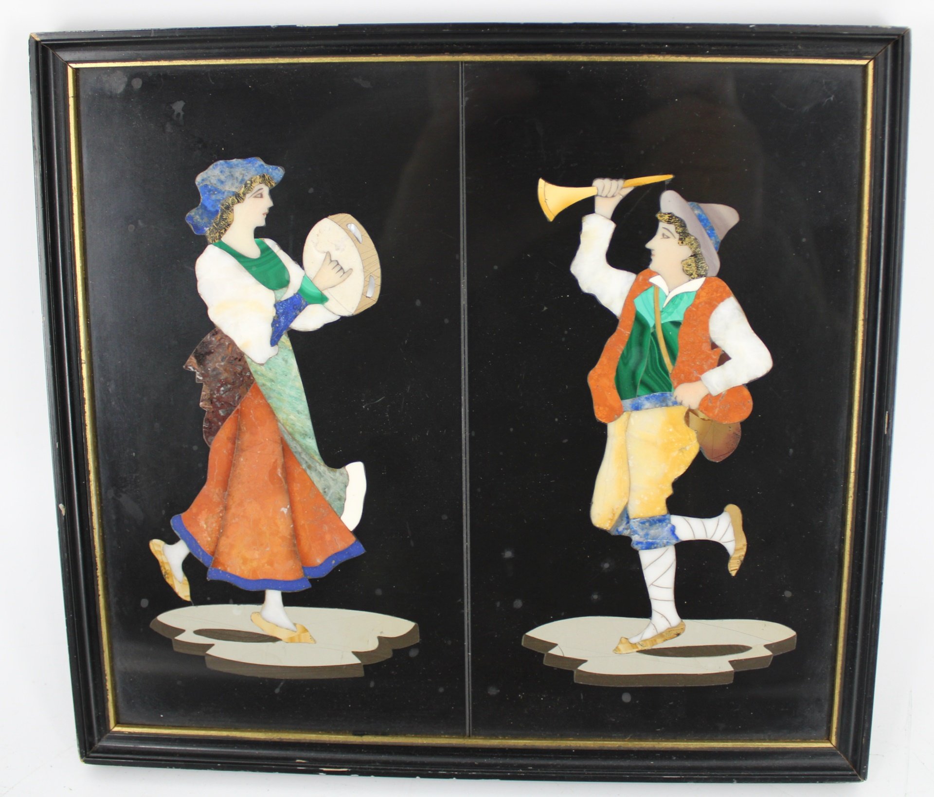 ANTIQUE ITALIAN PIETRA DURA PLAQUE 3bbda3