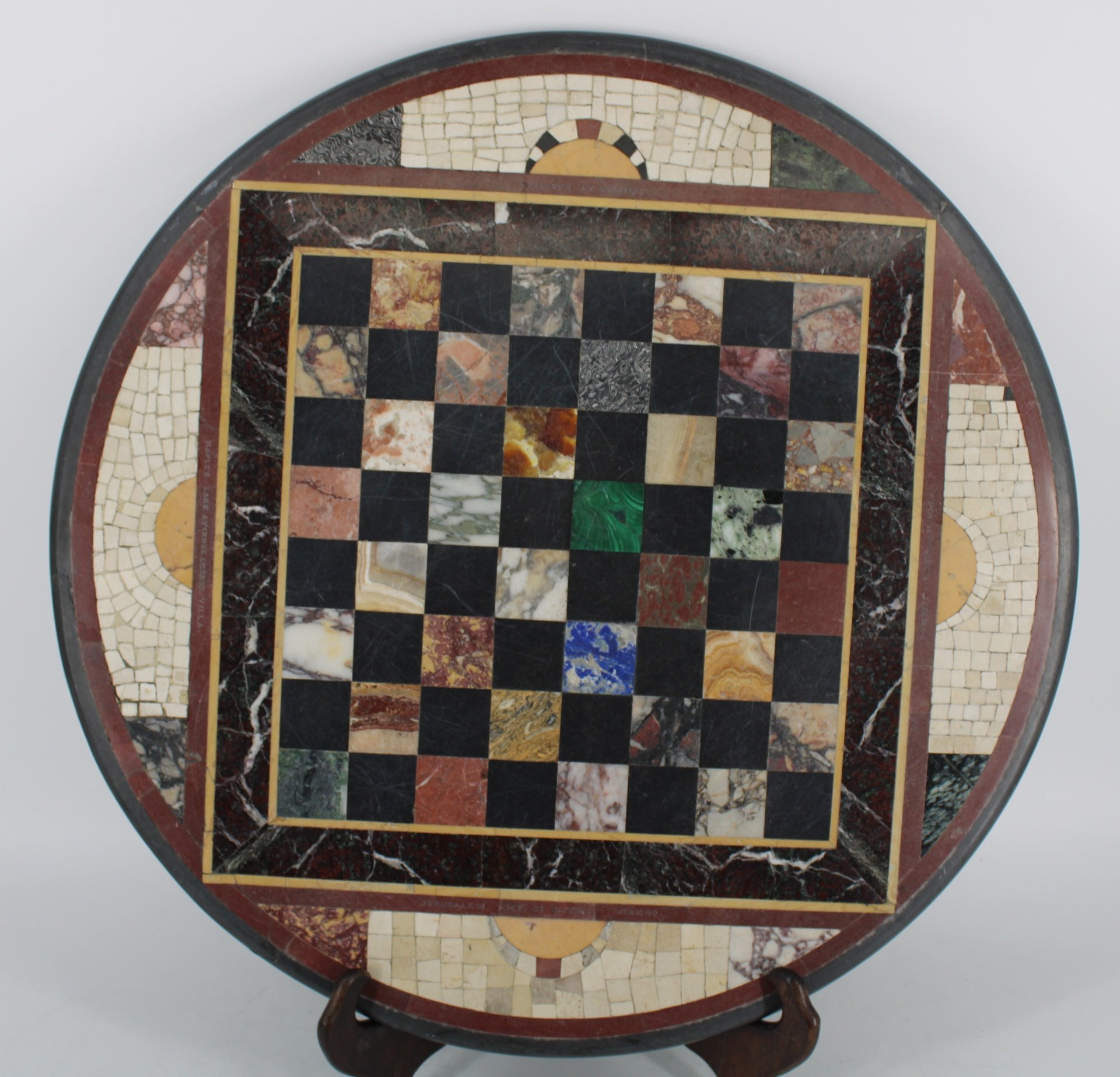 ANTIQUE PIETRA DURA MOSAIC CHESS 3bbda4